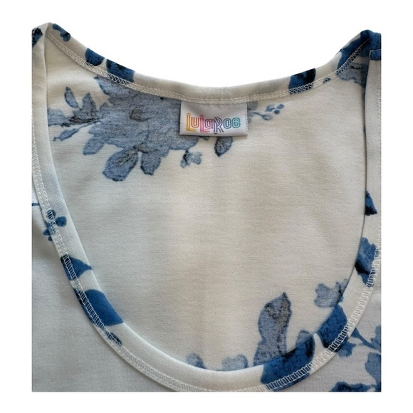 LuLaRoe Blue Floral Tank Top - Size Large - Picture 3 of 5
